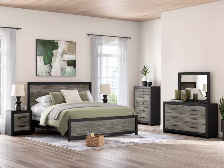 Jonnifer Black and Gray King Panel Bed