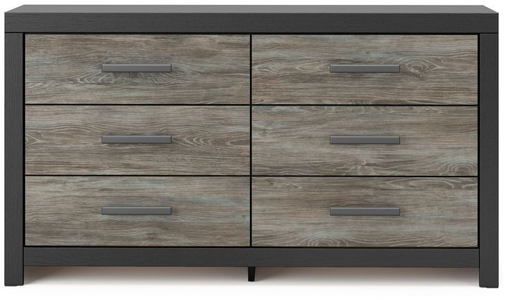 Ryderton Matte Black and Warm Gray 6 Drawer Dresser