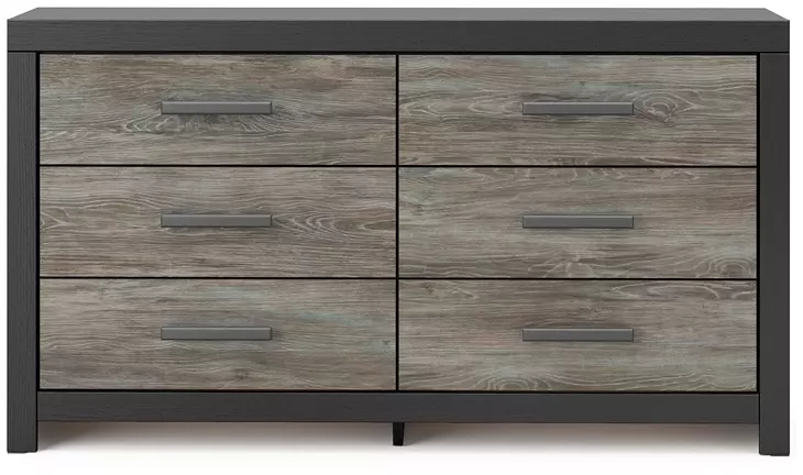 Jonnifer Matte Black and Warm Gray 6 Drawer Dresser