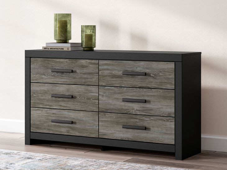 Ryderton Matte Black and Warm Gray 6 Drawer Dresser
