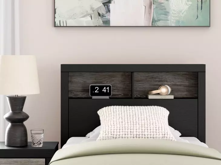 Jonnifer Black and Gray Twin Panel Bookcase Bed