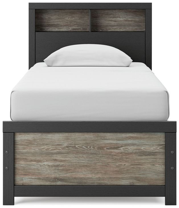 Ryderton Black and Gray Twin Panel Bookcase Bed