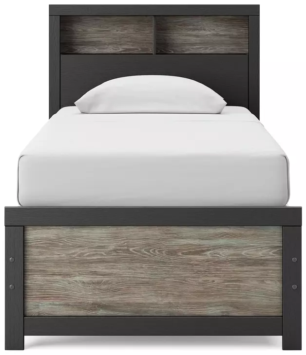 Jonnifer Black and Gray Twin Panel Bookcase Bed