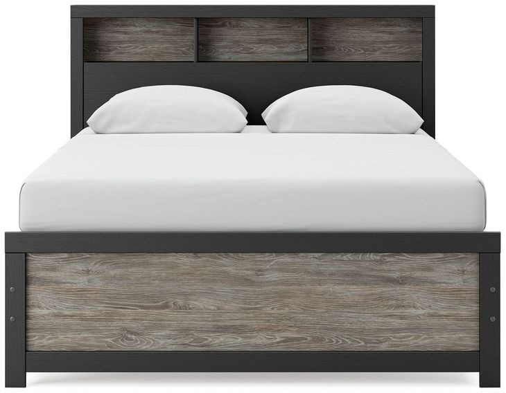 Ryderton Black and Gray Queen Panel Bookcase Bed
