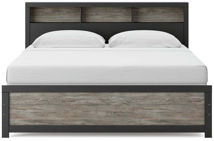 Ryderton Black and Gray King Panel Bookcase Bed