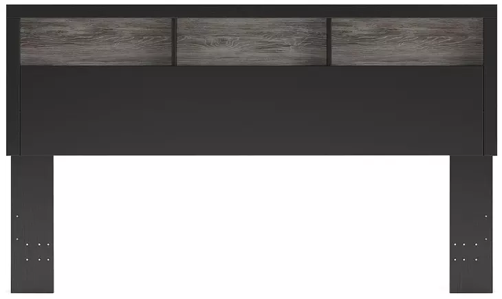 Jonnifer Warm Gray and Matte Black King Bookcase Headboard