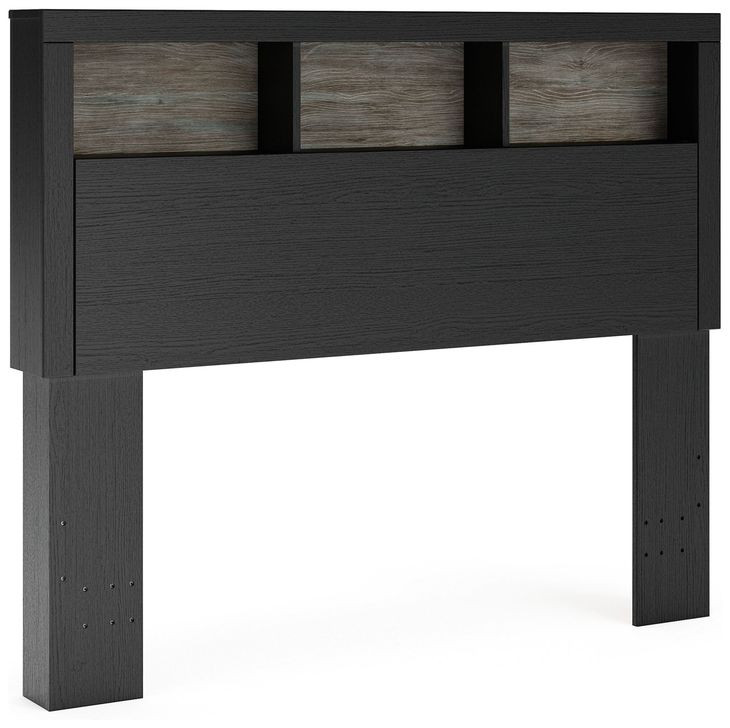 Ryderton Black and Gray Full Panel Bookcase Bed