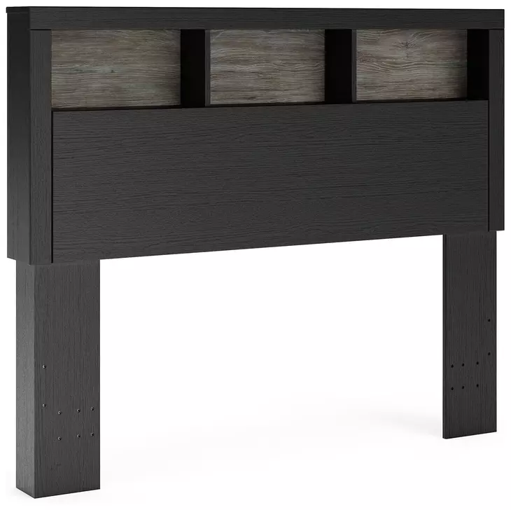 Jonnifer Black and Gray Full Panel Bookcase Bed