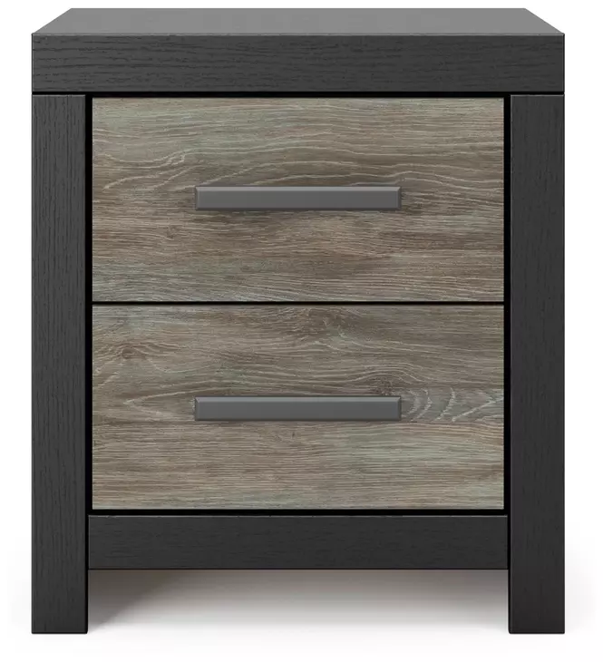 Jonnifer Black and Gray 2 Drawer Nightstand