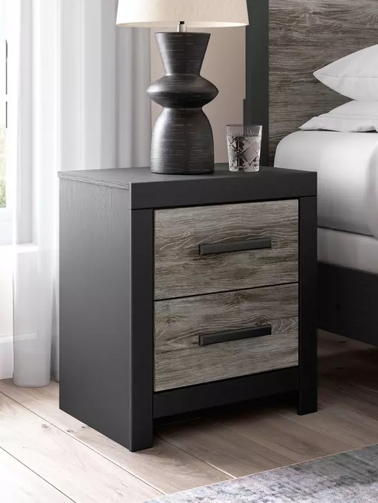 Jonnifer Black and Gray 2 Drawer Nightstand