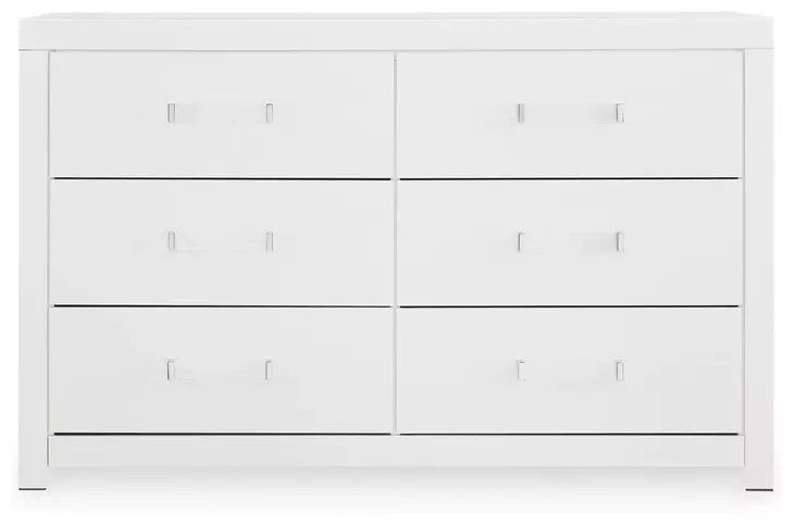 Raechalla Matte White 6 Drawer Dresser