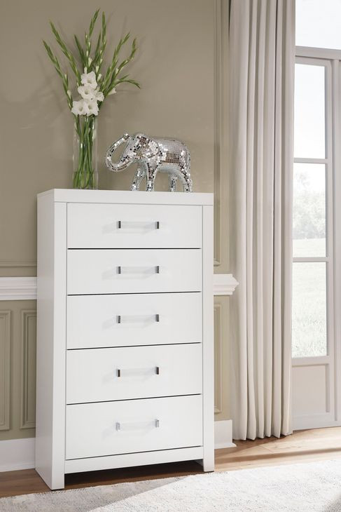 Marzoni Matte White 5 Drawer Chest