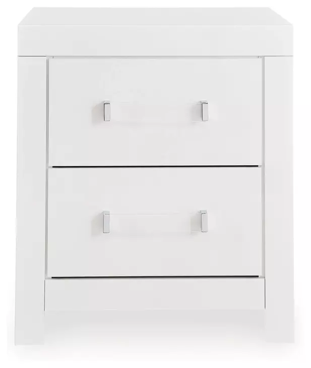 Raechalla Matte White 2 Drawer Nightstand