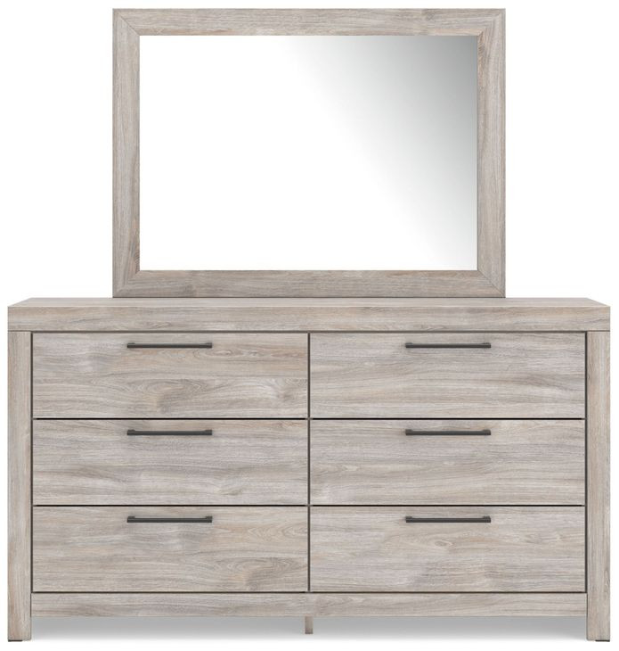 Ryderton Gray 6 Drawer Dresser and Rectangular Mirror