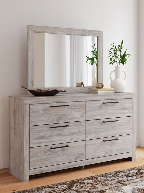 Ryderton Gray 6 Drawer Dresser and Rectangular Mirror