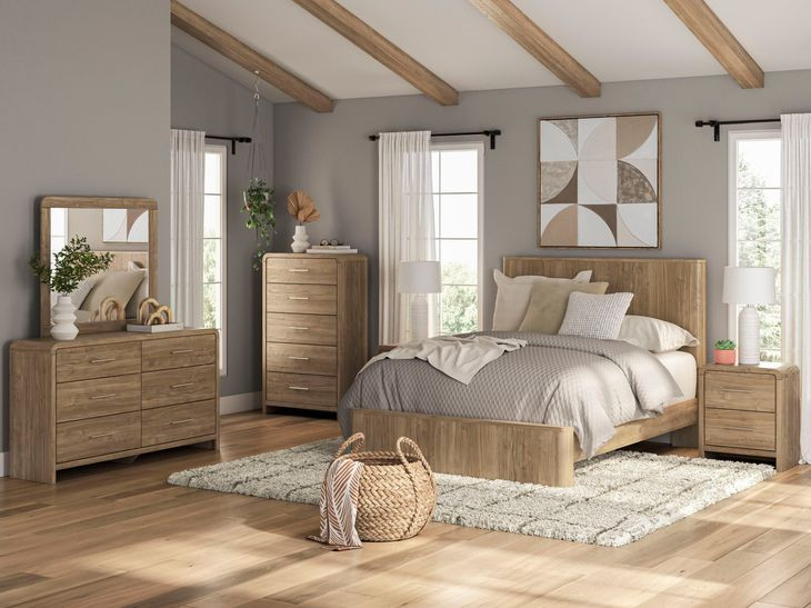 Dayella Warm Natural Brown Platform Bedroom Set