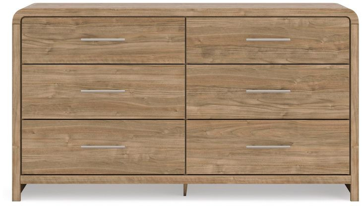 Dayella Warm Natural Brown 6 Drawer Dresser