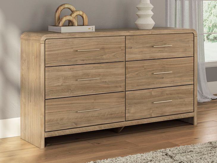 Dayella Warm Natural Brown 6 Drawer Dresser
