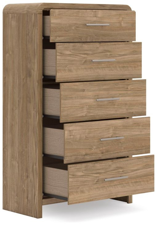 Dayella Warm Natural Brown Panel Bedroom Set