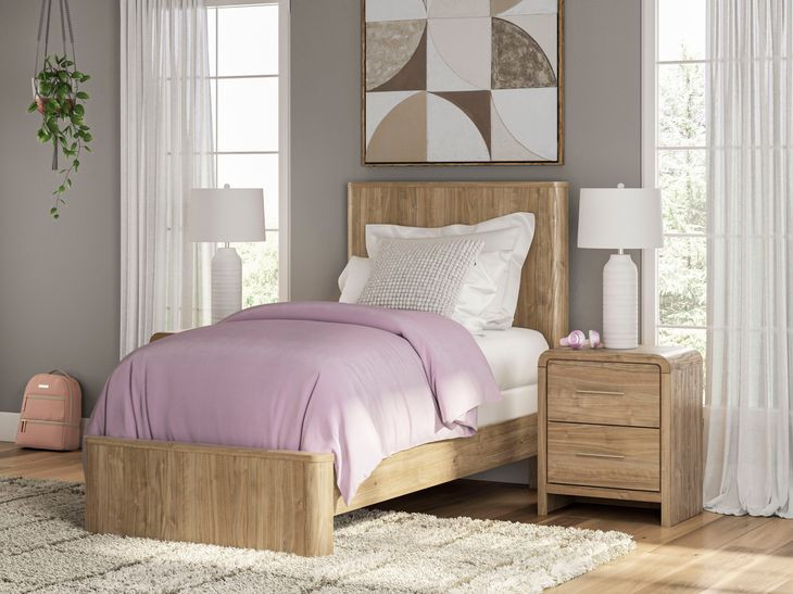 Dayella Warm Natural Brown Youth Panel Bedroom Set