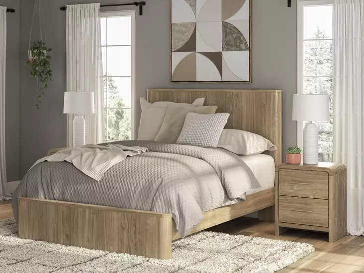 Dovander Warm Natural Brown Platform Bedroom Set