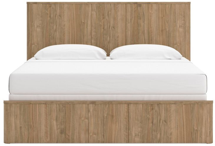 Dayella Warm Natural Brown King Panel Bed