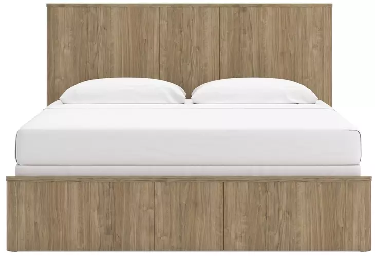 Dovander Warm Natural Brown King Panel Bed
