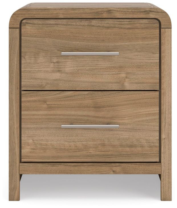 Dayella Warm Natural Brown 2 Drawer Nightstand with USB Charging