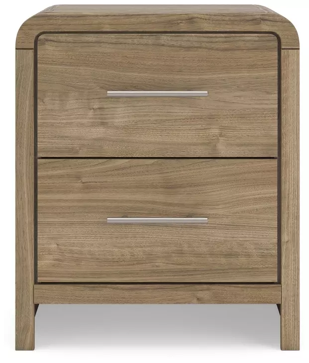 Dovander Warm Natural Brown 2 Drawer Nightstand with USB Charging
