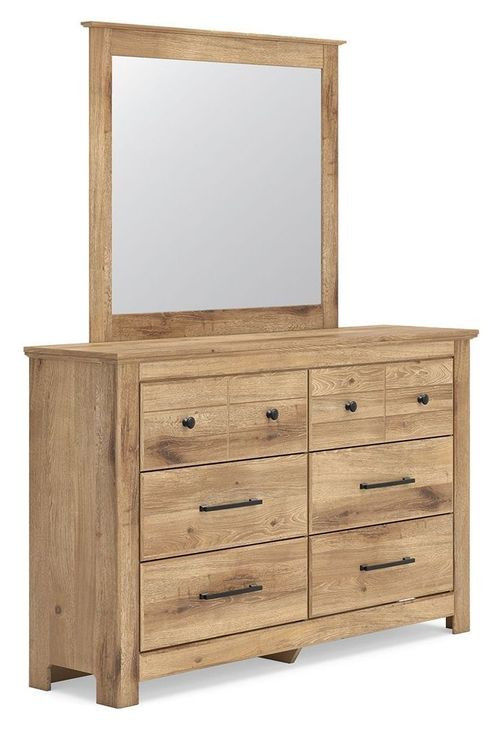 Allihauser Tan Dresser and Mirror