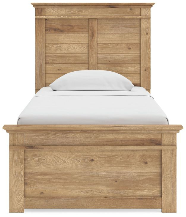 Fenderport Tan Twin Panel Bed with 2 Side Drawer Storage
