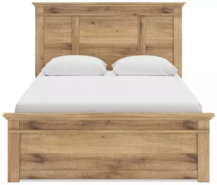 Fenderport Tan Queen Panel Bed with 4 Side Drawer Storage