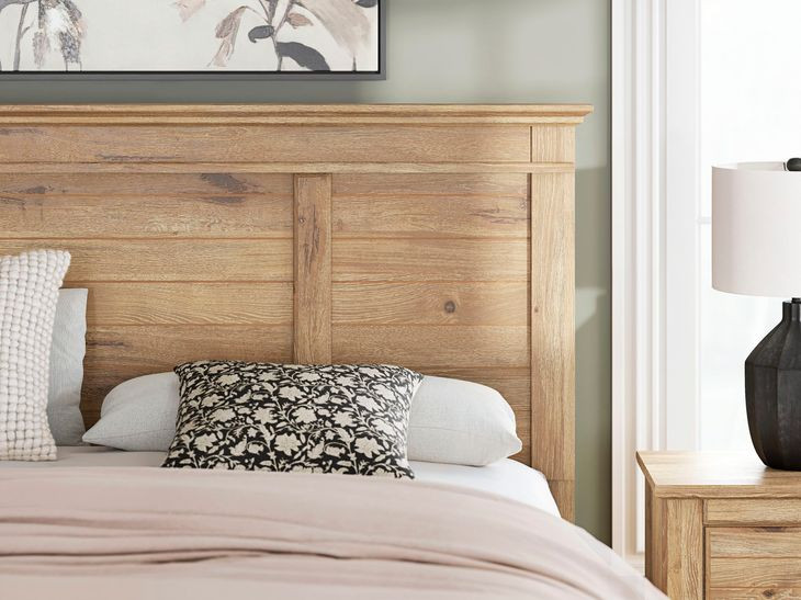 Allihauser Tan King Panel Bed with 4 Side Drawer Storage