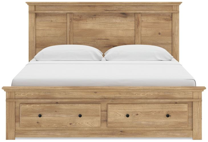 Allihauser Tan King Panel Bed with 4 Side Drawer Storage