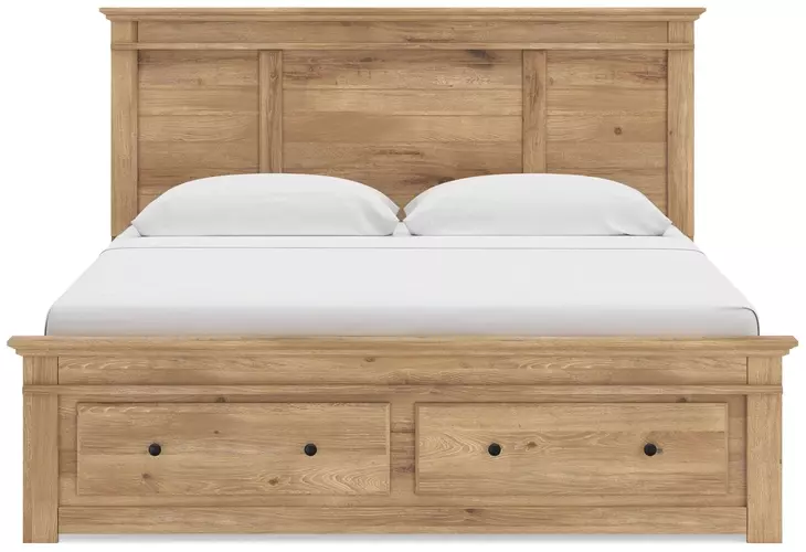 Fenderport Tan King Panel Bed with 4 Side Drawer Storage