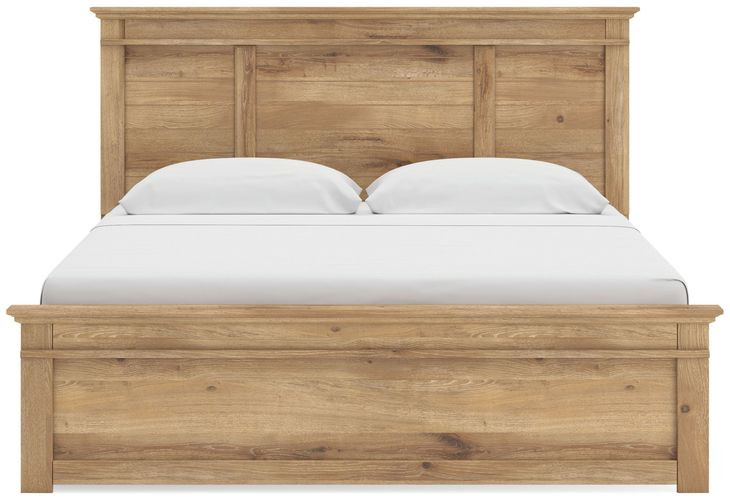 Allihauser Tan King Panel Bed with 2 Side Drawer Storage