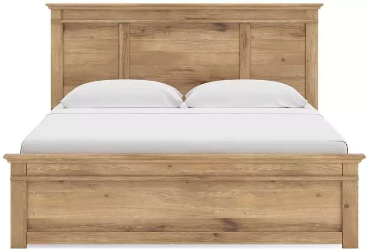 Fenderport Tan King Panel Bed with 2 Side Drawer Storage