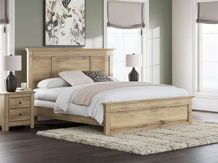 Fenderport Tan King Panel Bed