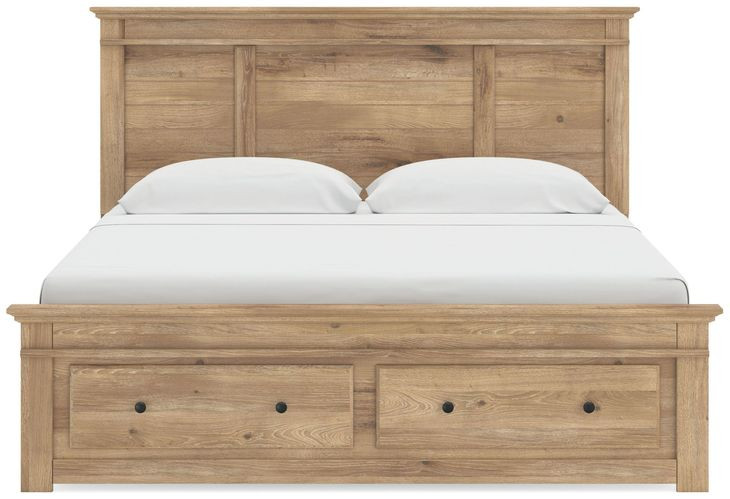 Allihauser Tan King Panel Bed with Storage Footboard