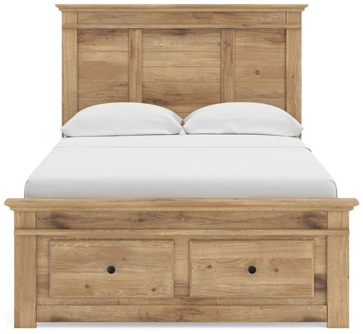 Allihauser Tan Full Panel Bed with Storage Footboard