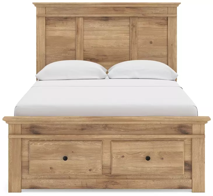 Fenderport Tan Full Panel Bed with Storage Footboard