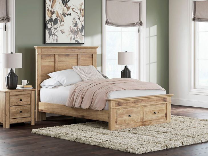 Allihauser Tan Full Panel Bed with Storage Footboard