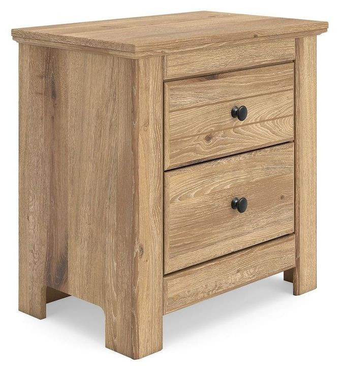 Allihauser Tan 2 Drawer Nightstand with USB Charging