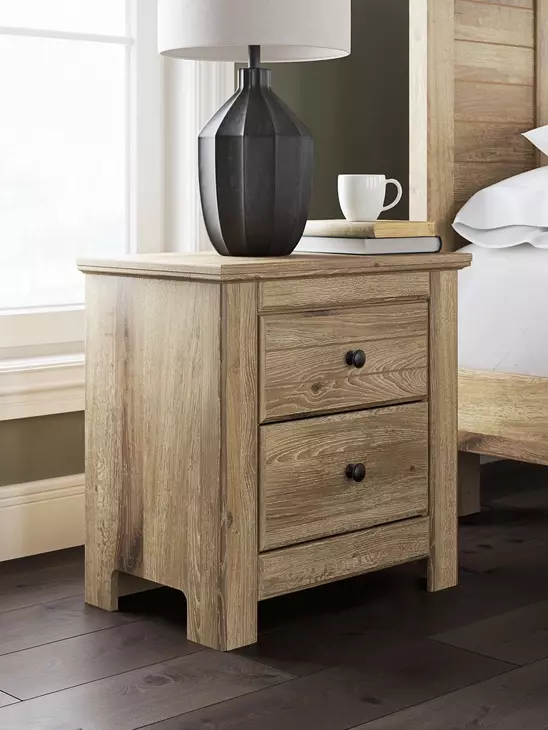 Fenderport Tan 2 Drawer Nightstand with USB Charging
