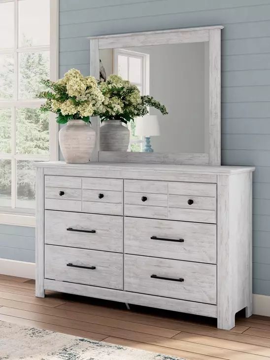 Fenderport Whitewash Dresser and Mirror
