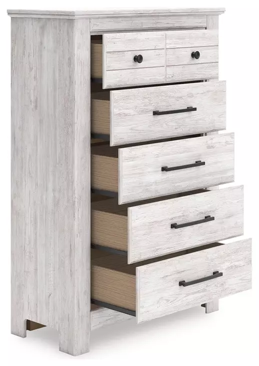 Fenderport Whitewash Panel Bedroom Set with Storage Footboard