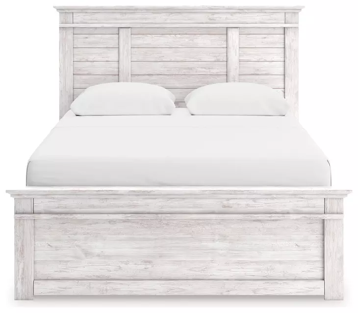Allihauser Whitewash King Panel Bed with 2 Side Drawer Storage