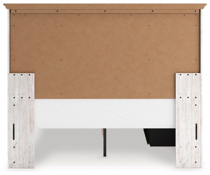 Allihauser Whitewash King Panel Bed with Storage Footboard and 2 Side Drawer