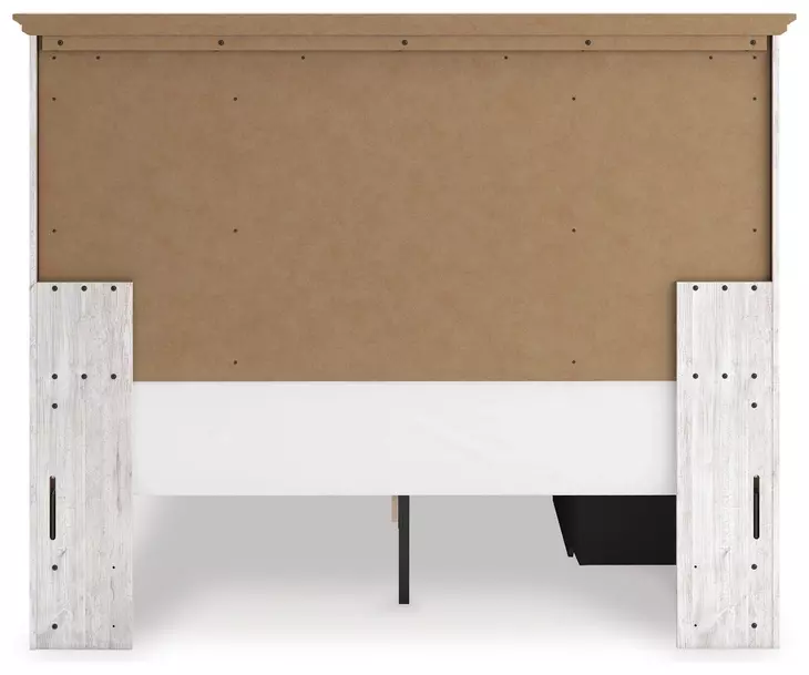 Allihauser Whitewash King Panel Bed with Storage Footboard and 2 Side Drawer