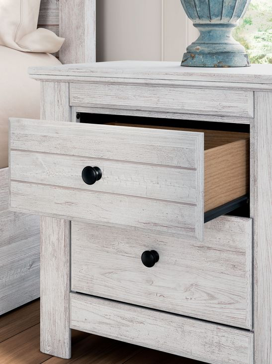 Allihauser Whitewash 2 Drawer Nightstand with USB Charging